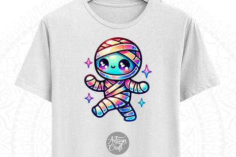 Iridescent mummy, cute mummy, Halloween mummy, homographic designs Sublimation Artisan Craft SVG 