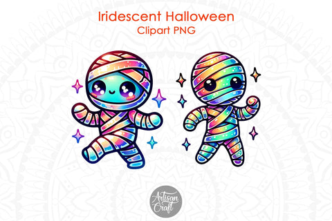 Iridescent mummy, cute mummy, Halloween mummy, homographic designs Sublimation Artisan Craft SVG 