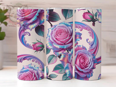 Iridescent Neon Rose Tumbler, Neon Floral Tumbler, Shiny Rose Wrap, Vibrant Neon Wrap, Patterned Floral Wrap, Sublimation Design, Trendy Gift Idea Sublimation Lara' s Designs 