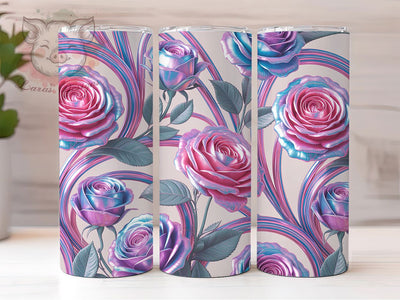 Iridescent Neon Rose Tumbler, Neon Floral Tumbler, Shiny Rose Wrap, Vibrant Neon Wrap, Patterned Floral Wrap, Sublimation Design, Trendy Gift Idea Sublimation Lara' s Designs 