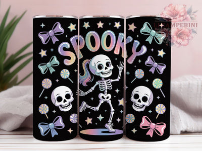 Iridescent Neon Skeleton Halloween Tumbler, Neon Halloween Mug, Glowing Skeleton Art, 20Oz Tumbler Wrap, Sublimation Design, Spooky Neon Drinkware, Vibrant Halloween Print Sublimation Li Zamperini 