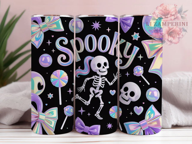 Iridescent Neon Skeleton Halloween Tumbler, Neon Halloween Mug, Glowing Skeleton Art, 20Oz Tumbler Wrap, Sublimation Design, Spooky Neon Drinkware, Vibrant Halloween Print Sublimation Li Zamperini 
