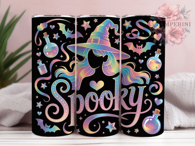 Iridescent Neon Witch Halloween Tumbler, Neon Witch Mug, Spooky Season Drinkware, 20Oz Tumbler Wrap, Sublimation Design, Glowing Halloween Art, Vibrant Witch Print Sublimation Li Zamperini 