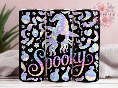 Iridescent Neon Witch Halloween Tumbler, Neon Witch Mug, Spooky Season Drinkware, 20Oz Tumbler Wrap, Sublimation Design, Glowing Halloween Art, Vibrant Witch Print Sublimation Li Zamperini 