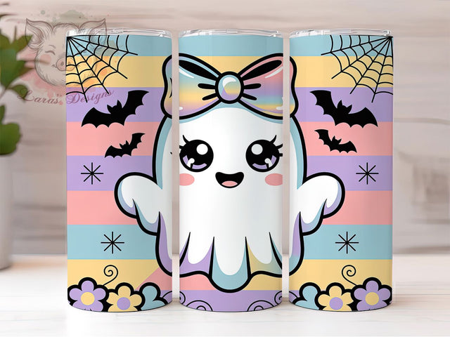 Iridescent Pastel Kawaii Halloween Ghost Tumbler, Pastel Kawaii Cup Wrap, 20Oz Sublimation Design, Cute Spooky Drinkware, Pastel Halloween Tumbler, Kawaii Ghost Mug, Soft Aesthetic Cup Sublimation Lara' s Designs 
