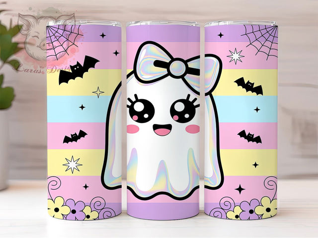 Iridescent Pastel Kawaii Halloween Ghost Tumbler, Pastel Kawaii Cup Wrap, 20Oz Sublimation Design, Cute Spooky Drinkware, Pastel Halloween Tumbler, Kawaii Ghost Mug, Soft Aesthetic Cup Sublimation Lara' s Designs 