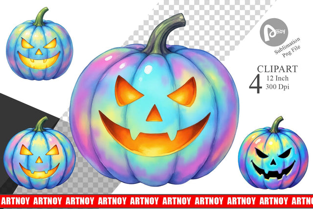 Iridescent Pumpkin Clipart Sublimation artnoy 