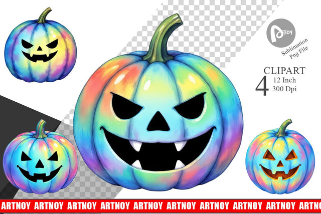 Iridescent Pumpkin Clipart Sublimation artnoy 