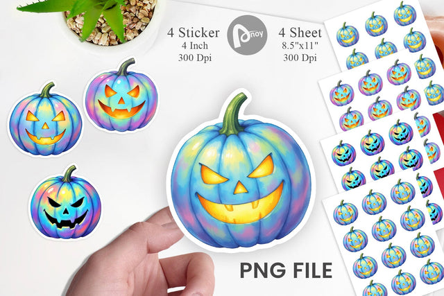 Iridescent Pumpkin Sticker Sublimation artnoy 