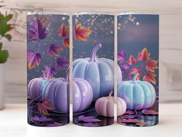 Iridescent Pumpkins Autumn Fall Tumbler, Autumn Leaves Wrap, Fall Sublimation PNG, Cozy Autumn Aesthetic, Rustic Farmhouse Style, 20oz Tumbler Design, Pumpkin Fall Vibes Sublimation Lara' s Designs 