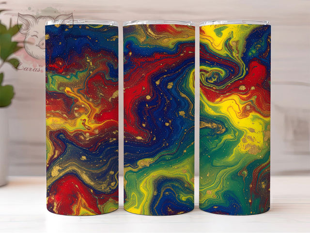 Iridescent Rainbow Metallic Marble Tumbler, Gold Silver Swirl Wrap, 20oz Tumbler Sublimation, Glam Metallic Marble Design, Iridescent Stone Tumbler, Elegant Rainbow Wrap, Shimmer Marble Sublimation Sublimation Lara' s Designs 