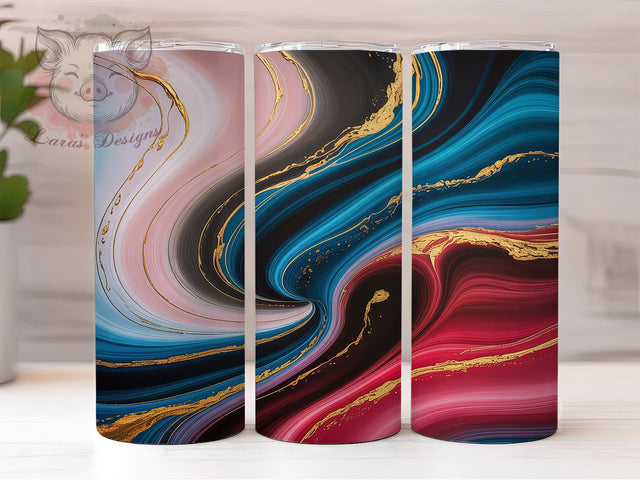 Iridescent Rainbow Metallic Marble Tumbler, Gold Silver Swirl Wrap, 20oz Tumbler Sublimation, Glam Metallic Marble Design, Iridescent Stone Tumbler, Elegant Rainbow Wrap, Shimmer Marble Sublimation Sublimation Lara' s Designs 