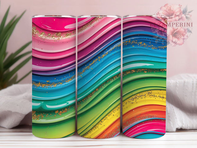 Iridescent Rainbow Oil Swirl Tumbler, Iridescent Swirl Wrap, 20oz Tumbler Sublimation, Abstract Color Flow Design, Psychedelic Oil Art Tumbler, Vibrant Liquid Wrap, Shimmer Rainbow Sublimation Sublimation Li Zamperini 