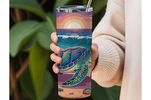 Iridescent Sea Turtle 20oz Tumbler Wrap Sublimation DesignSVG 