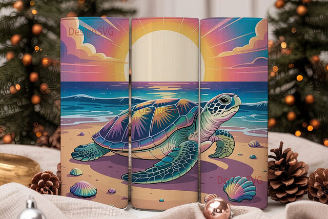 Iridescent Sea Turtle 20oz Tumbler Wrap Sublimation DesignSVG 