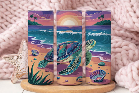 Iridescent Sea Turtle 20oz Tumbler Wrap Sublimation DesignSVG 