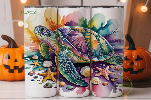 Iridescent Sea Turtle 20oz Tumbler Wrap Sublimation PixelChick 
