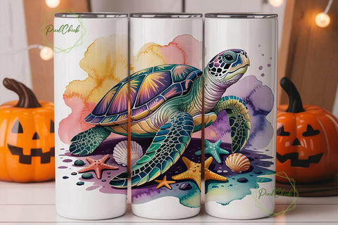 Iridescent Sea Turtle 20oz Tumbler Wrap Sublimation PixelChick 
