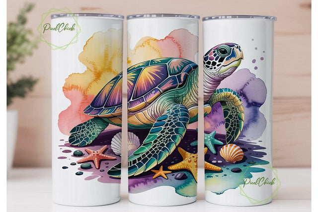 Iridescent Sea Turtle 20oz Tumbler Wrap Sublimation PixelChick 