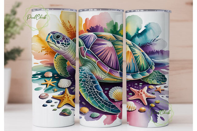 Iridescent Sea Turtle 20oz Tumbler Wrap Sublimation PixelChick 