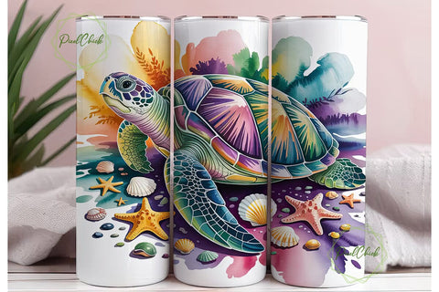 Iridescent Sea Turtle 20oz Tumbler Wrap Sublimation PixelChick 