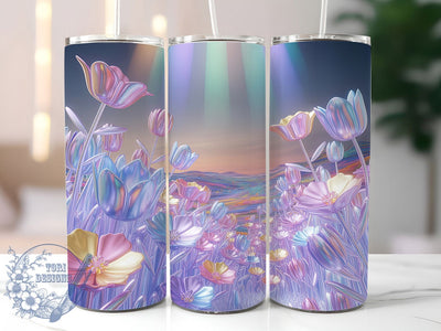 Iridescent Shimmer Tulip Tumbler, Spring Floral Tumbler, Elegant Tulip Wrap, Colorful Spring Flowers Wrap, Shimmer Tulip Wrap, Sublimation Design, Trendy Gift Idea Sublimation ToriDesigns 
