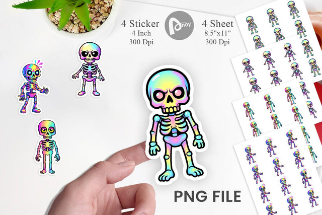 Iridescent Skeleton Sticker Sublimation artnoy 