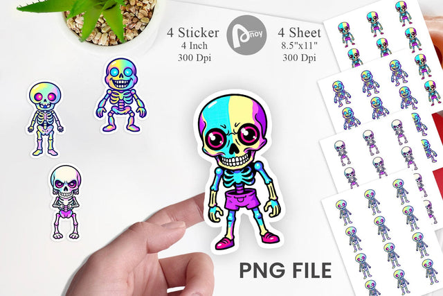 Iridescent Skeleton Sticker Sublimation artnoy 