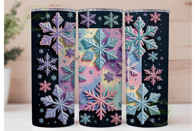 Iridescent Snowflake Tumbler Wrap Sublimation PixelChick 