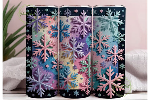 Iridescent Snowflake Tumbler Wrap Sublimation PixelChick 