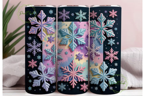 Iridescent Snowflake Tumbler Wrap Sublimation PixelChick 