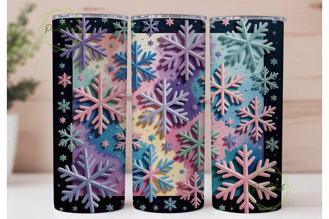 Iridescent Snowflake Tumbler Wrap Sublimation PixelChick 