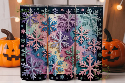 Iridescent Snowflake Tumbler Wrap Sublimation PixelChick 