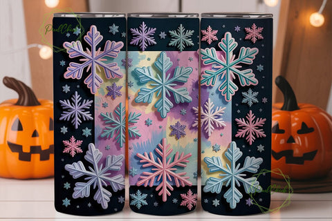 Iridescent Snowflake Tumbler Wrap Sublimation PixelChick 