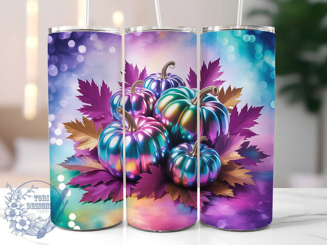 Iridescent Sparkle Pumpkin Autumn Tumbler, Autumn Leaves Cup Wrap, 20Oz Sublimation, Shimmer Fall Drinkware, Pearl Pumpkin Mug, Elegant Autumn Wrap, Sparkle Pumpkin Cup Print Sublimation ToriDesigns 
