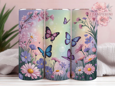 Iridescent Spring Butterfly Tumbler, Spring Floral Tumbler, Shimmering Butterfly Wrap, Whimsical Spring Wrap, Artistic Iridescent Wrap, Sublimation Design, Trendy Gift Idea Sublimation Li Zamperini 