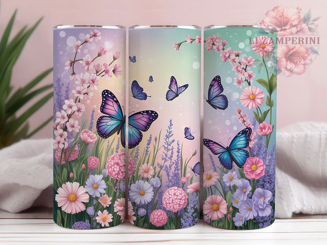 Iridescent Spring Butterfly Tumbler, Spring Floral Tumbler, Shimmering Butterfly Wrap, Whimsical Spring Wrap, Artistic Iridescent Wrap, Sublimation Design, Trendy Gift Idea Sublimation Li Zamperini 