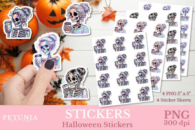 Iridescent Stickers | Halloween Stickers Sublimation Petunia Digital Design 