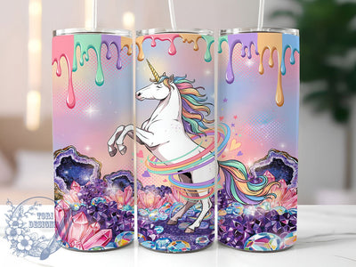 Iridescent Unicorn Pastel Magic 20oz Tumbler, Pastel Unicorn, Crystal Illustration, Magical Fantasy, Whimsical Design, Skinny Tumbler, Sublimation PNG Sublimation ToriDesigns 