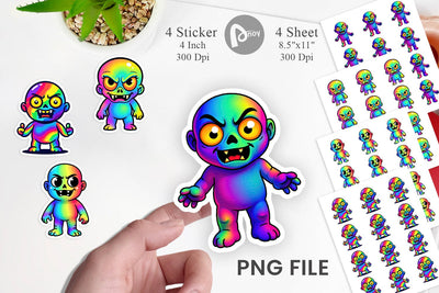Iridescent Zombie Sticker Sublimation artnoy 