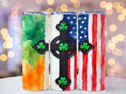 Irish American St. Patrick's 20oz Tumbler, Irish American Tumbler, St. Patrick's Day Cup, 20oz Sublimation, Shamrock Drinkware, Irish Pride Tumbler, Green Beer Mug, Unique St. Paddy's Gift Sublimation SvggirlplusArt 