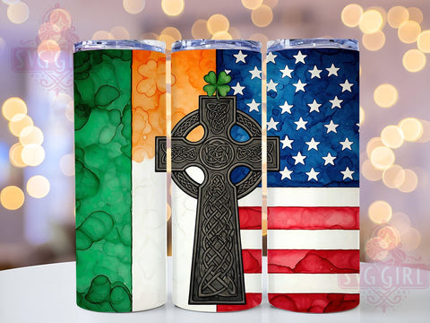 Irish American St. Patrick's 20oz Tumbler, Irish American Tumbler, St. Patrick's Day Cup, 20oz Sublimation, Shamrock Drinkware, Irish Pride Tumbler, Green Beer Mug, Unique St. Paddy's Gift Sublimation SvggirlplusArt 