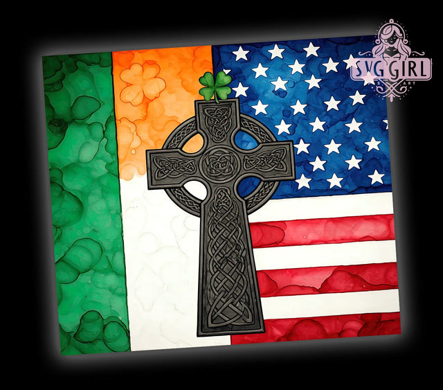 Irish American St. Patrick's 20oz Tumbler, Irish American Tumbler, St. Patrick's Day Cup, 20oz Sublimation, Shamrock Drinkware, Irish Pride Tumbler, Green Beer Mug, Unique St. Paddy's Gift Sublimation SvggirlplusArt 