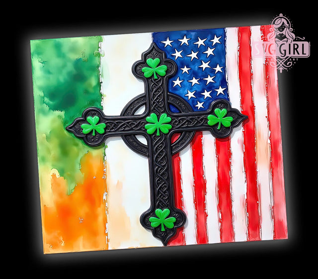 Irish American St. Patrick's 20oz Tumbler, Irish American Tumbler, St. Patrick's Day Cup, 20oz Sublimation, Shamrock Drinkware, Irish Pride Tumbler, Green Beer Mug, Unique St. Paddy's Gift Sublimation SvggirlplusArt 