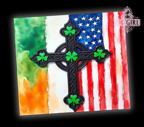 Irish American St. Patrick's 20oz Tumbler, Irish American Tumbler, St. Patrick's Day Cup, 20oz Sublimation, Shamrock Drinkware, Irish Pride Tumbler, Green Beer Mug, Unique St. Paddy's Gift Sublimation SvggirlplusArt 