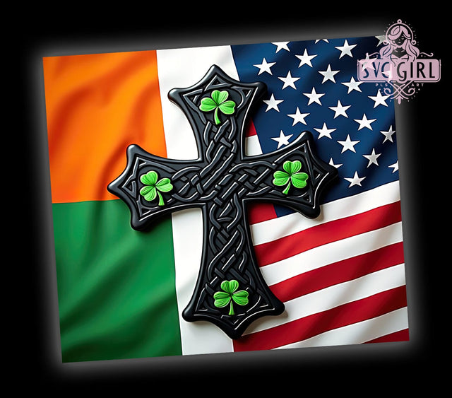 Irish American St. Patrick's 20oz Tumbler, Irish American Tumbler, St. Patrick's Day Cup, 20oz Sublimation, Shamrock Drinkware, Irish Pride Tumbler, Green Beer Mug, Unique St. Paddy's Gift Sublimation SvggirlplusArt 