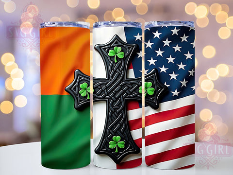 Irish American St. Patrick's 20oz Tumbler, Irish American Tumbler, St. Patrick's Day Cup, 20oz Sublimation, Shamrock Drinkware, Irish Pride Tumbler, Green Beer Mug, Unique St. Paddy's Gift Sublimation SvggirlplusArt 