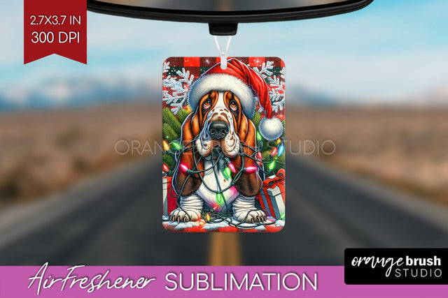 Irish Basset Hound Funny Christmas Dog Air Freshener Sublimation OrangeBrushStudio 