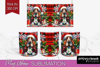 Irish Basset Hound Funny Christmas Dog Mug Wrap PNG Sublimation OrangeBrushStudio 