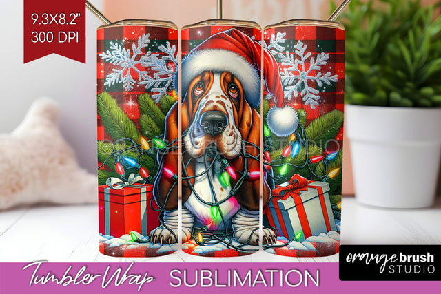 Irish Basset Hound Funny Christmas Dog Tumbler Wrap Sublimation OrangeBrushStudio 